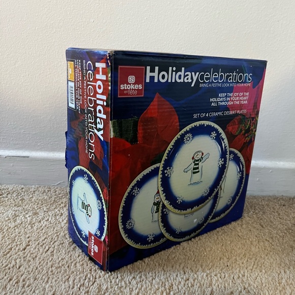 Stokes holiday celebration set of 4 ceramic desserts plate - Picture 5 of 5